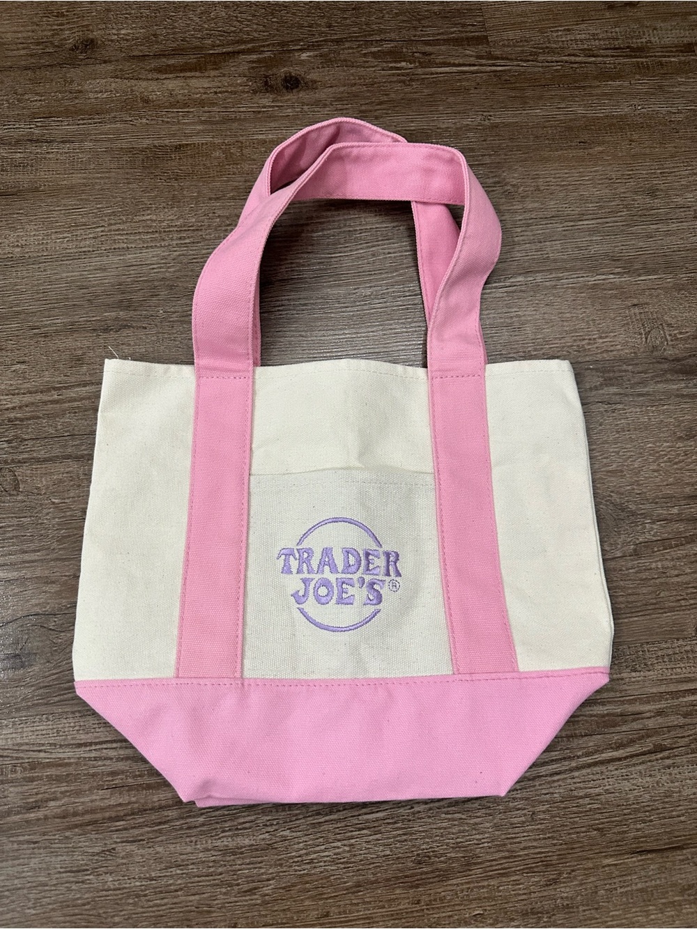 Trader Joe's Pink & Cream Canvas Tote Bag